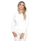 Blusa Feminina Gola V Tricot Lã Inverno Com Elastano Basica