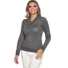 Blusa Feminina Gola V Tricot Lã Inverno Com Elastano Basica