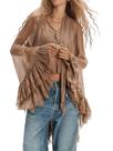 Blusa feminina GQBiaoji com babados, chiffon transparente, bainha alta e baixa