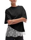 Blusa feminina GTLIAE, renda, patchwork, verão, preta, tamanho L