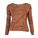 Blusa Feminina Habana Estampada Manga Longa Marrom Claro