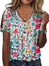 Blusa feminina HOTYD com estampa floral boho com decote em V e manga curta