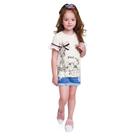 Blusa feminina infantil manga curta Paris Milon Blusa feminina infantil manga curta Paris Milon