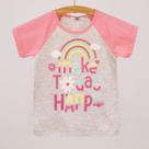 Blusa Feminina Infantil Manga Curta Raglan Mescla Make Today Happy