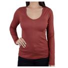 Blusa Feminina Linha Leve ML Decote em V Marrom Terra - 2483