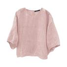 Blusa Feminina Listrada Manga 3/4 - Gola Redonda, Casual e Soltinha - ZANZEA