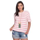 Blusa Feminina Lore Manga Curta Leve Macio Listrada Clássica