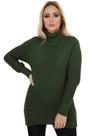 Blusa Feminina Malha Gola Alta Tricot Livora Verde Militar