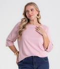 Blusa Feminina Manga 3/4 Plus Size Secret Glam Rosa