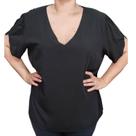 Blusa Feminina Manga Aberta Botão Plus Size