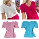 Blusa feminina manga bufante princesa candy color