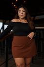 Blusa Feminina Manga Comprida Canelada Ombro a Ombro Plus Size Inverno Blusa De Frio