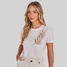Blusa Feminina Manga Curta Branco com Bordado Lado Avesso Blusa Feminina Manga Curta Branco com Bordado Lado Avesso