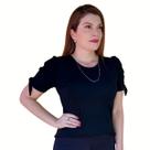 Blusa Feminina Manga Curta Bufante Princesa em Malha