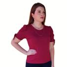 Blusa Feminina Manga Curta Bufante Princesa em Malha