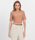 Blusa Feminina Manga Curta em Poly Endless Marrom Blusa Feminina Manga Curta em Poly Endless Marrom