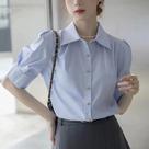 Blusa Feminina Manga Curta - Estilo Coreano Elegante para Escritório