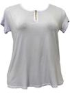 Blusa Feminina Manga Curta Malha Fresquinha Detalhes Zíper