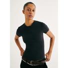 Blusa Feminina Manga Curta Slim Em Ribana - Preto G