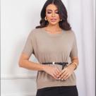 Blusa Feminina Manga Curta Tricot Modal Com Cinto B23073