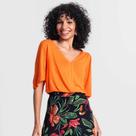 Blusa Feminina Manga Curta Visco Tricot