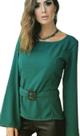 Blusa Feminina Manga Flare Verde Maria Poá