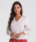 Blusa Feminina Manga Longa Decote V Endless Bege
