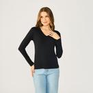 Blusa feminina manga longa Decote V Tribo Livre Blusa feminina manga longa Decote V Tribo Livre