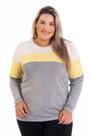 Blusa Feminina Manga Longa em Visco com Recortes Cores Contrastantes