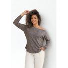 Blusa Feminina Manga Longa Modelo Canoa Estilo Casual Elegenate Animal Print