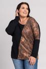 Blusa Feminina Manga Longa Morcego Plus Size Visco Detalhe Animal Print - Serena