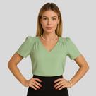 Blusa Feminina Manga Princesa Crepe Verão Básico em Tendência 2025.