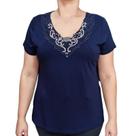 Blusa Feminina MC R &amp C Rendas e Pedrarias Plus Size