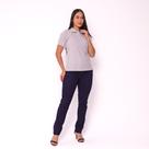 Blusa Feminina Modelo Baby Look Lisa Tecido de Piquet Cinza Claro