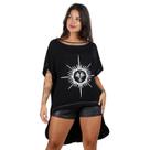 Blusa Feminina Mullet Gola Choker Estampa Sol Lua Preta Cool Blusa Feminina Mullet Gola Choker Estampa Sol Lua Preta Cool