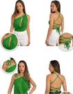 Blusa Feminina Multiformas Verde Top Versátil Moda Verão Elegante Ajustável