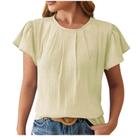 Blusa feminina NarhBrg, boné de pétalas plissado, túnica de manga curta Blusa feminina NarhBrg, boné de pétalas plissado, túnica de manga curta