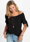 Blusa Feminina Ombro A Ombro Com Elastico Manga Curta Com Nó