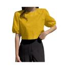 Blusa Feminina Oversized Verão 2024 - Manga Bufante, Gola Redonda, Cor Sólida