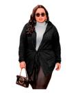 Blusa Feminina Parka Plus Size Tricot Casaco Inverno Capuz