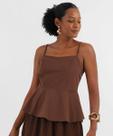 Blusa Feminina Peplum Alças Finas Marisa Marrom