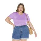 Blusa Feminina Plus Size Básica Manga Curta Gola Redonda