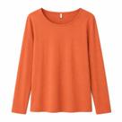 Blusa Feminina Plus Size Cativa Manga Longa Algodão com Elastano Básica Confortável Cor:TerracotaTamanho:G1