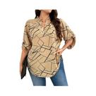 Blusa Feminina plus Size Com Decote Em V E Manga Longa Casual Elegante Para Primavera E Outono