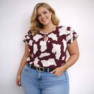 Blusa Feminina Plus Size com Manga Babados Blusa Feminina Plus Size com Manga Babados