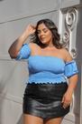 Blusa Feminina Plus Size Cropped Manga Curta Ombro a Ombro Elástico Ajustável Lançamento Verão 2025