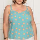 Blusa Feminina Plus Size De Alça Estampada Modelo Casual Verão