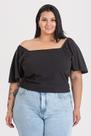 Blusa Feminina Plus Size Decote Quadrado Mangas Godê - Serena