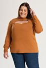 Blusa Feminina Plus Size em Viscolycra com Decote Vazado e Botão - Serena