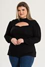Blusa Feminina Plus Size em Viscolycra com Decote Vazado e Botão - Serena